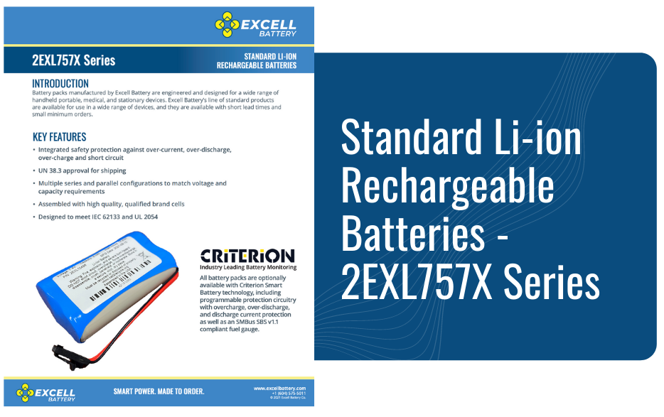 Excell Battery Standard LIIon Rechargeable Batteries Datasheet